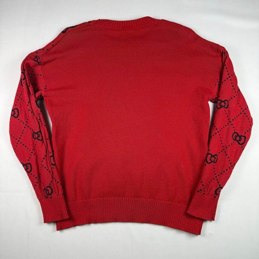 Sanrio Hello Kitty Red Bow Diamond Knit Sweater Womens Medium Hybrid Apparel - Picture 2 of 6